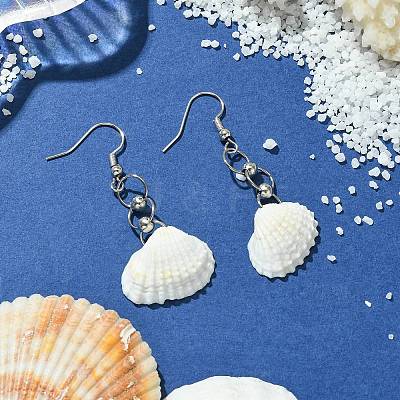 Nautural Shell Dangle Earrings EJEW-JE05655-1