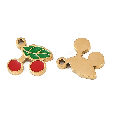 Fruit 304 Stainless Steel Enamel Charms STAS-C137-04A-G-1