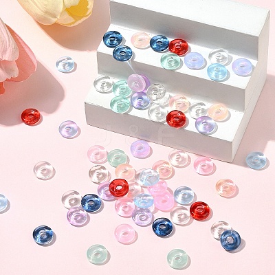 100Pcs 10 Colors Transparent Glass European Beads GLAA-YW0003-91-1