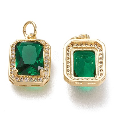 Brass Glass Charms X-ZIRC-F116-09C-G-1
