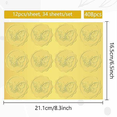 34 Sheets Self Adhesive Gold Foil Embossed Stickers DIY-WH0509-014-1