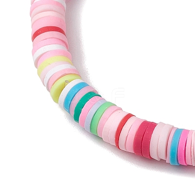 3Pcs 3 Colors Polymer Clay Disc Beaded Stretch Bracelet Sets BJEW-JB10439-02-1