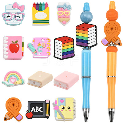 12Pcs 12 Styles Silicone Beads SIL-FS0001-34D-1
