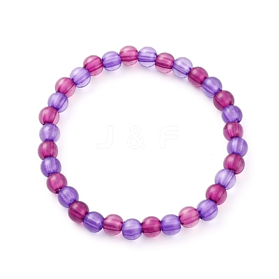 Transparent Acrylic Round Beads Stretch Bracelets for Kids BJEW-JB06505-1