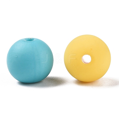 Rubberized Style Imitated Silicone Acrylic Beads MACR-T048-01C-10-1