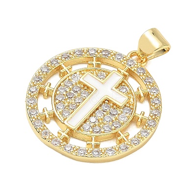 Religion Cross Brass Micro Pave Clear Cubic Zirconia Pendants CU-CBA83A6-03A-G02-1
