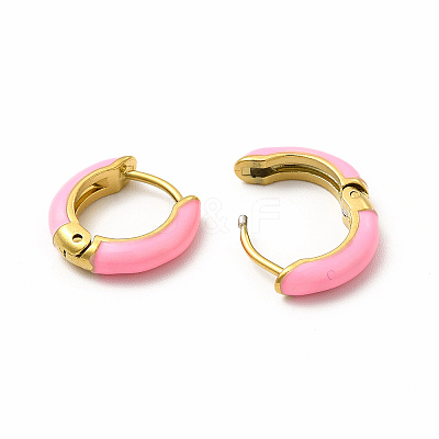 Ion Plating(IP) Enamel Hoop Earrings EJEW-G344-02G-06-1