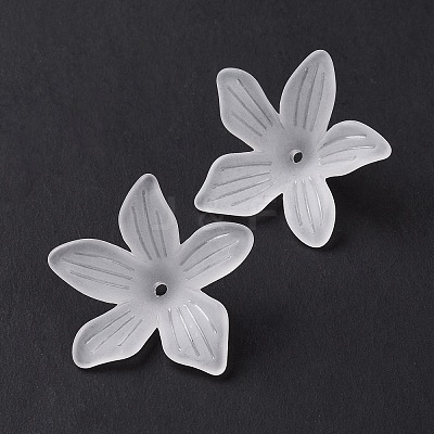 5-Petal Transparent Acrylic Bead Caps OACR-A017-15-1