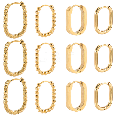 4 Styles Stainless Steel Huggie Hoop Earrings Sets for Women EJEW-SC0001-74-1