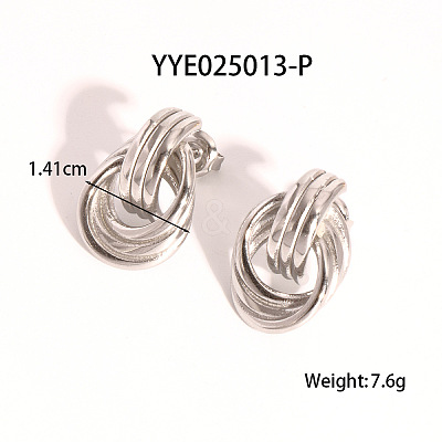 304 Stainless Steel Texture Multi-circle Knot Stud Earrings WP5091-2-1