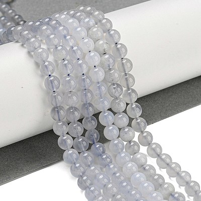 Natural Blue Chalcedony Beads Strands G-K310-C12-6mm-A-1