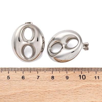 Oval 304 Stainless Steel Stud Earrings EJEW-A125-79B-P-1