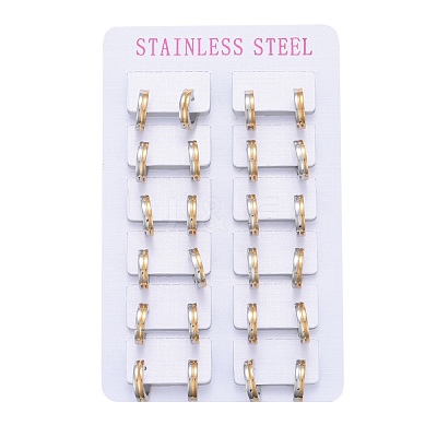 Two Tone 304 Stainless Steel Huggie Hoop Earrings EJEW-L252-038-1