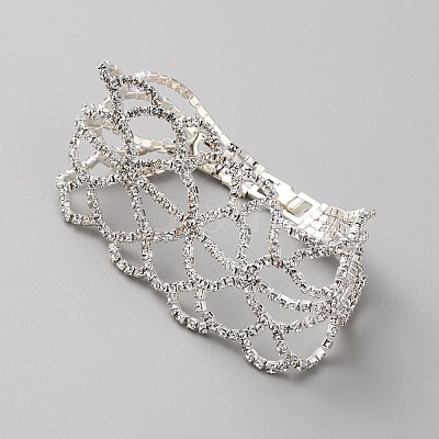 Crystal Rhinestone Teardrop Link Bracelet BJEW-WH0017-08S-1