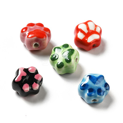 Handmade Printed Porcelain Beads PORC-F005-02-1