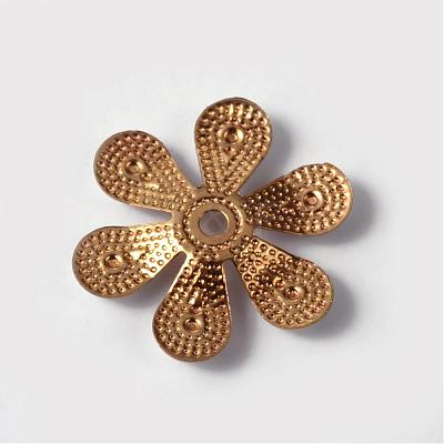 Flower Brass Enamel Beads KK-K114-CM-G-1