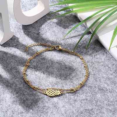 Ion Plating(IP) 304 Stainless Steel Multi-strand Anklets AJEW-AN00332-03-1