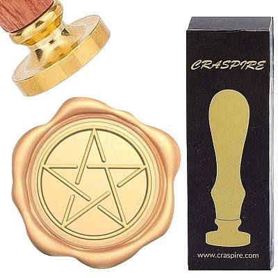 Brass Wax Seal Stamps with Wood Handle AJEW-WH0412-0174-1