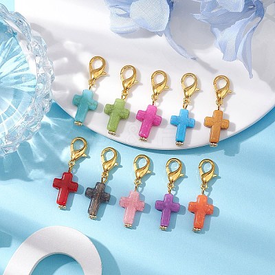 Acrylic Cross Pendant Decoration HJEW-JM01999-1