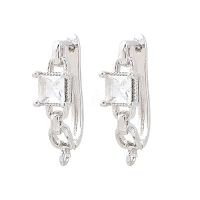 Brass Micro Pave Cubic Zirconia Hoop Earring Findings CU-CBAB5B4-07P-1