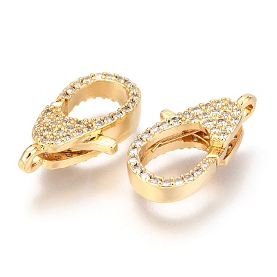 Brass Micro Pave Cubic Zirconia Lobster Claw Clasps ZIRC-O038-22G-1