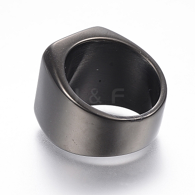304 Stainless Steel Signet Band Rings for Men RJEW-G091-16-B-1