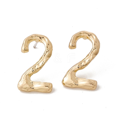 Brass Number Stud Earrings with 925 Sterling Silver Pins for Women EJEW-A077-01B-1