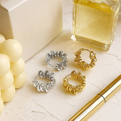 4 Pairs 2 Colors Brass Hoop Earrings EJEW-GO0003-26-1