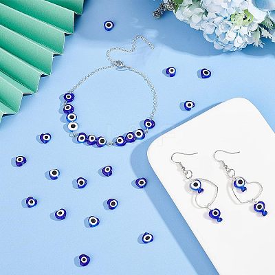 2 Strands Handmade Evil Eye Lampwork Beads Strands LAMP-FH0001-08B-1