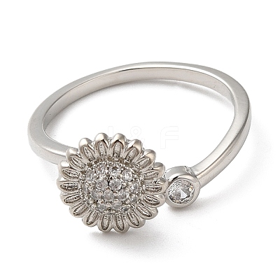 Rotatable Cat Eye Open Ring with Cubic Zirconia RJEW-Q776-01G-02-1