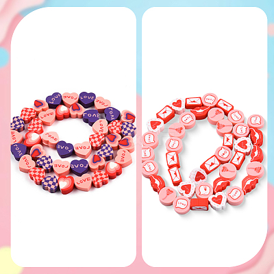 270Pcs 2 Styles Valentine's Day Handmade Polymer Clay Beads CLAY-PA0001-51-1