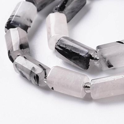 Natural Black Rutilated Quartz Beads Strands X-G-S345-8x11-010-1