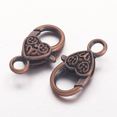 Tibetan Style Heart Lobster Claw Clasps K08Y0061-1