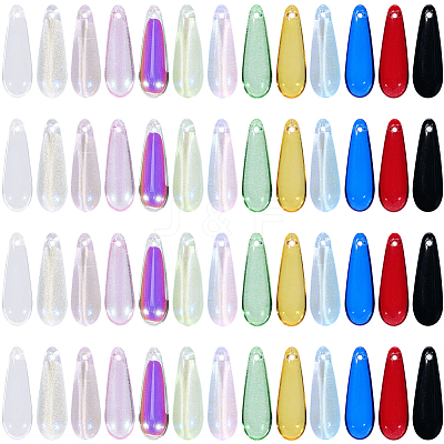 130Pcs 13 Colors Baking Paint Transparent Glass Pendants FIND-SC0023-46A-1