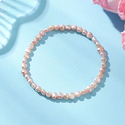 Natural Cultured Freshwater Pearl Beads Stretch Bracelets for Women BJEW-JB13067-1