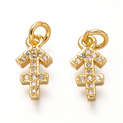 Brass Micro Pave Clear Cubic Zirconia Pendants ZIRC-P081-G08-RS-1