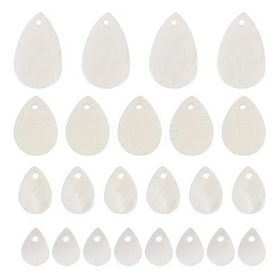30Pcs 4 Styles Natural White Shell Pendants FIND-TA0004-96-1