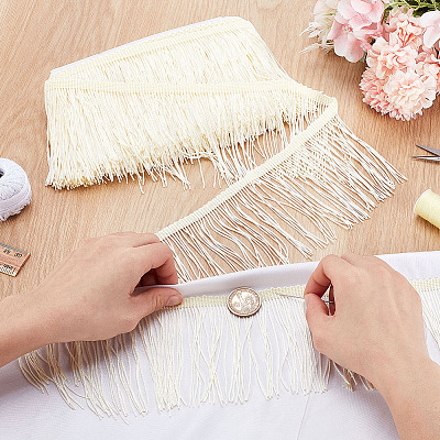 Polyester Tassel Lace Edge Trim Ribbon OCOR-WH0101-118C-1