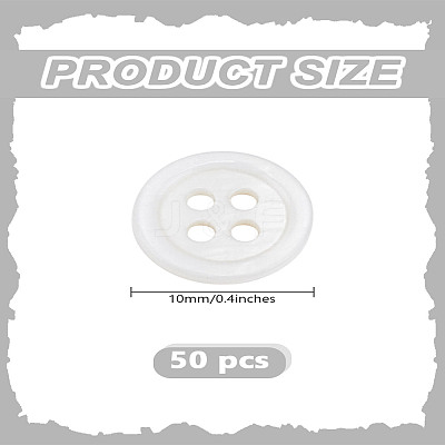 50Pcs 4-Hole Shell Buttons BUTT-LP0001-02-1
