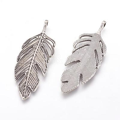 Tibetan Style Alloy Leaf Big Pendants PALLOY-A15448-AS-NF-1
