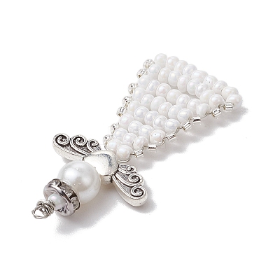 Glass Seed Beads Pendants PALLOY-MZ00381-02-1