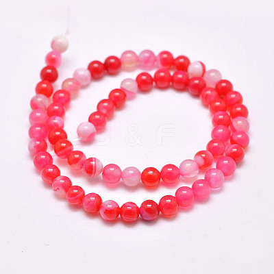 Natural Striped Agate/Banded Agate Bead Strands G-G962-6mm-04-1