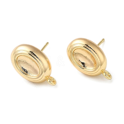 Brass Stud Earring Finding with Loops KK-C042-06G-1