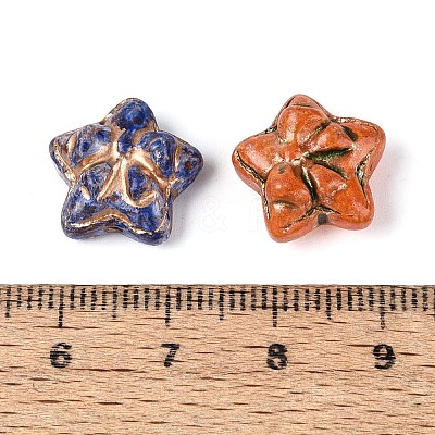 Picasso Baking Paint & Golden Metal Enlaced Glass Beads DGLA-T004-58M-1