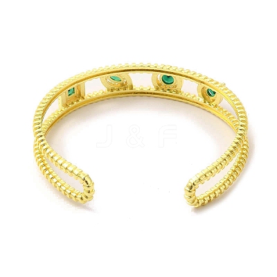 Square & Teardrop & Horse Eye Glass Open Cuff Bangle with Cubic Zirconia BJEW-A136-01G-02-1