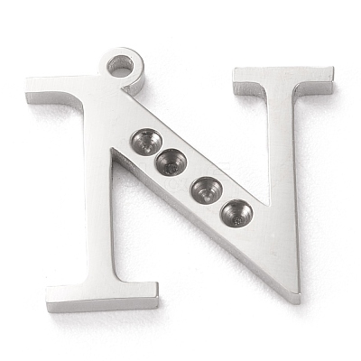 Tarnish Resistant 304 Stainless Steel Letter Pendant Rhinestone Settings STAS-J028-01N-1