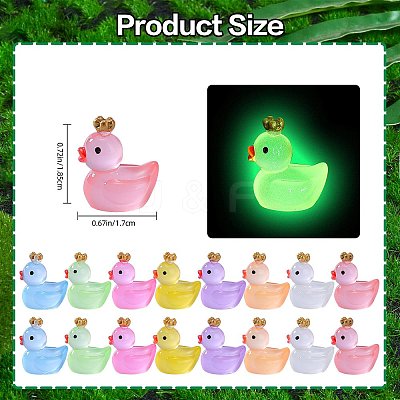 80Pcs 8 Colors Luminous Resin Crown Duck Ornaments RESI-SZ0003-38-1