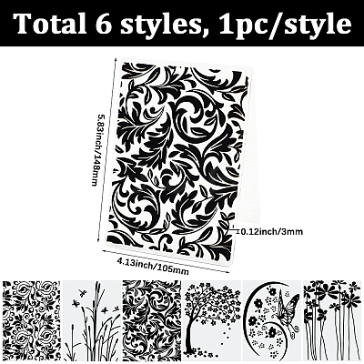 6Pcs 6 Styles Plastic Embossing Folders DIY-SP0005-35-1