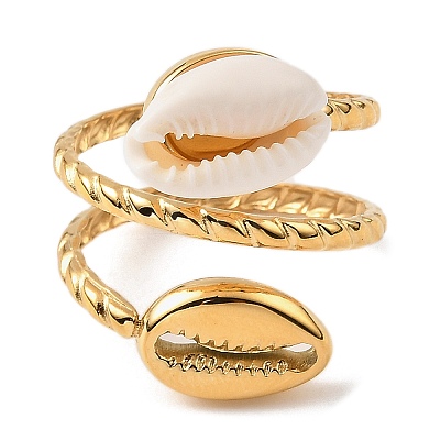 304 Stainless Steel Shell Open Cuff Rings for Women STAS-Z101-04G-1