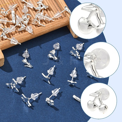 2 Pairs Alloy Stud Earrings for Women EJEW-FS0001-27D-1